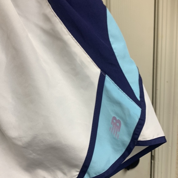 New Balance Small Petite Running Shorts, White, blue and Light blue - Picture 2 of 8